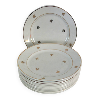 Set of 10 vintage gold dessert plates