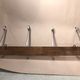 Old vintage wood and metal wall coat holder 4 patères