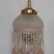 Pair of French Vintage Gold Wall Lights Pink Glass Beaded Fringe Shades