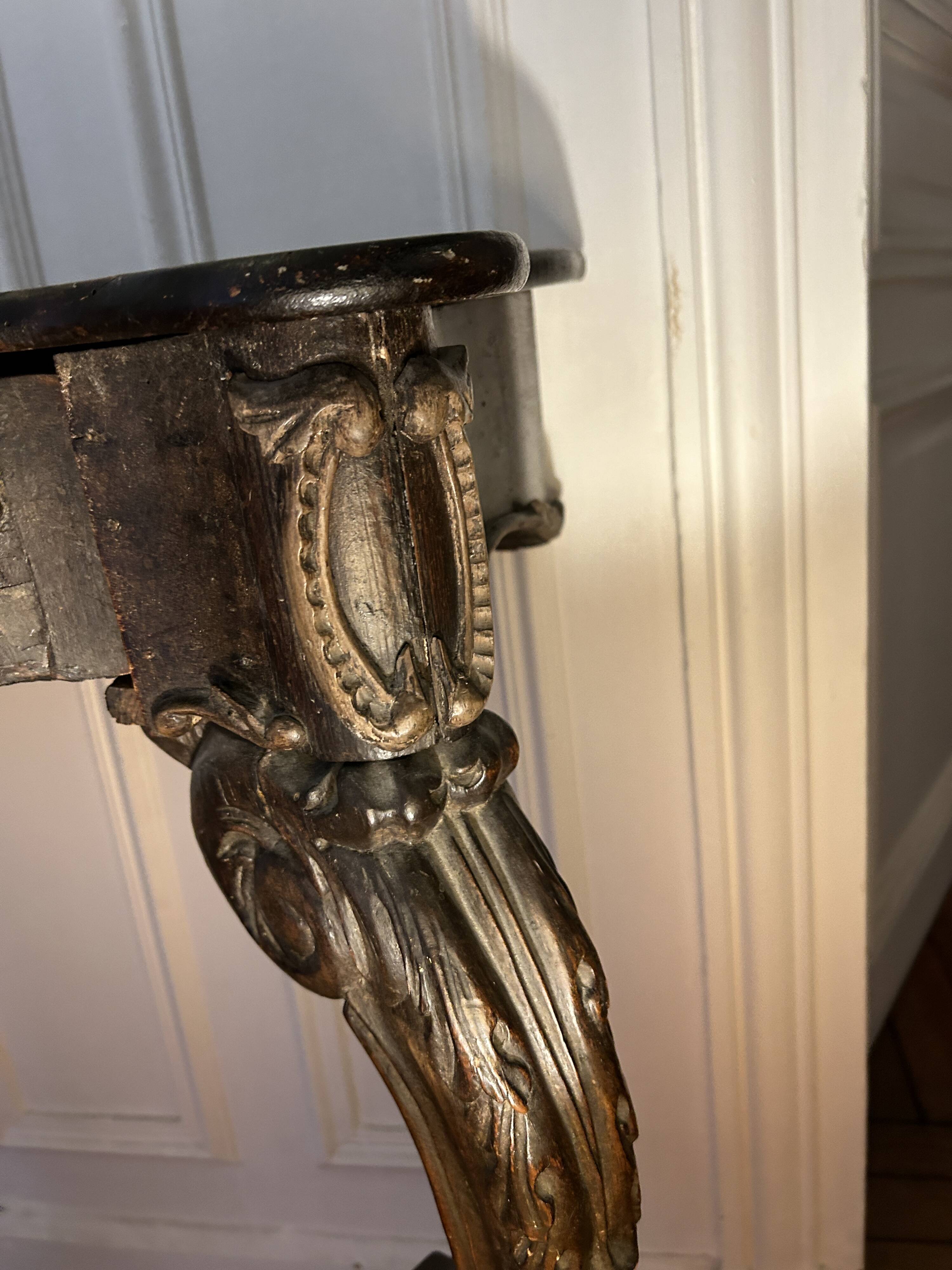 Antique console table in blackened wood – Louis XV style – 18th century