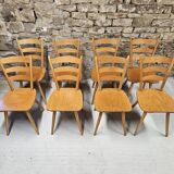 Lot of 8 country bistro chairs from the 1970s