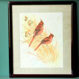 Antique asian painting on rice paper in high quality wood frames, c 1910s