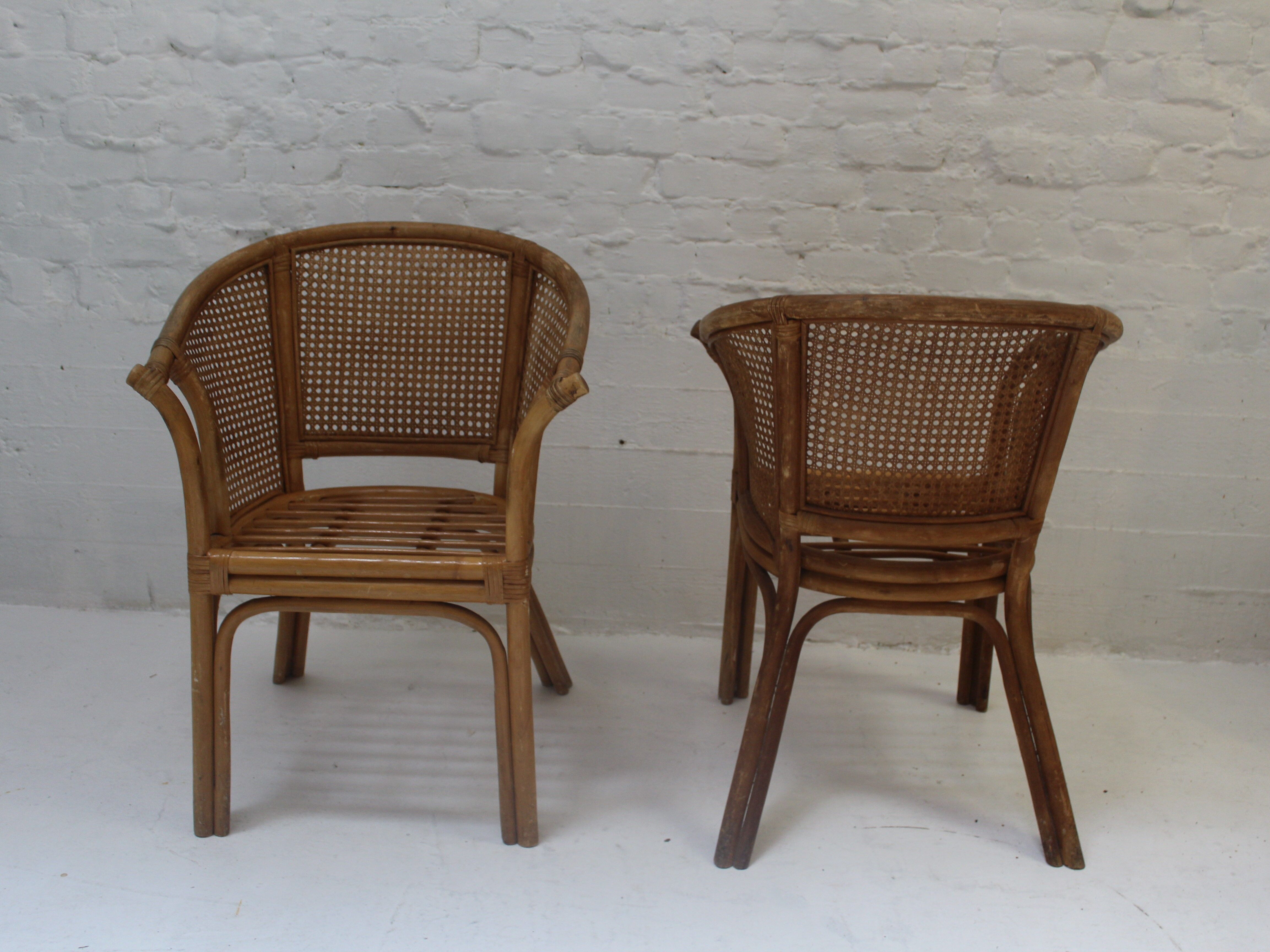 6 chaises ou fauteuils vintage en rotin
