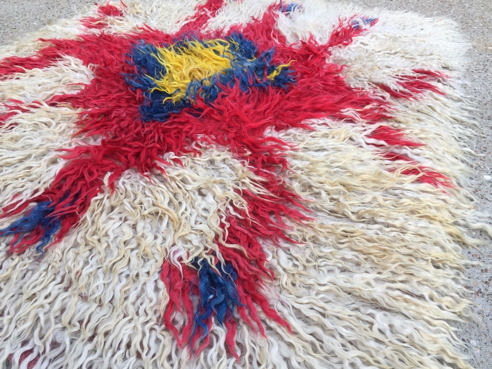 Antique Turkish Shabby Wool Rug 160x120cm country house chic, shaggy, shag pile