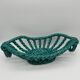 Vintage fruit basket in green enamelled woven earthenware