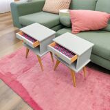 Pair of vintage 1950s compass foot bedside tables