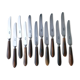 Box of 12 old cheese knives Stainless steel and bovine horn 202