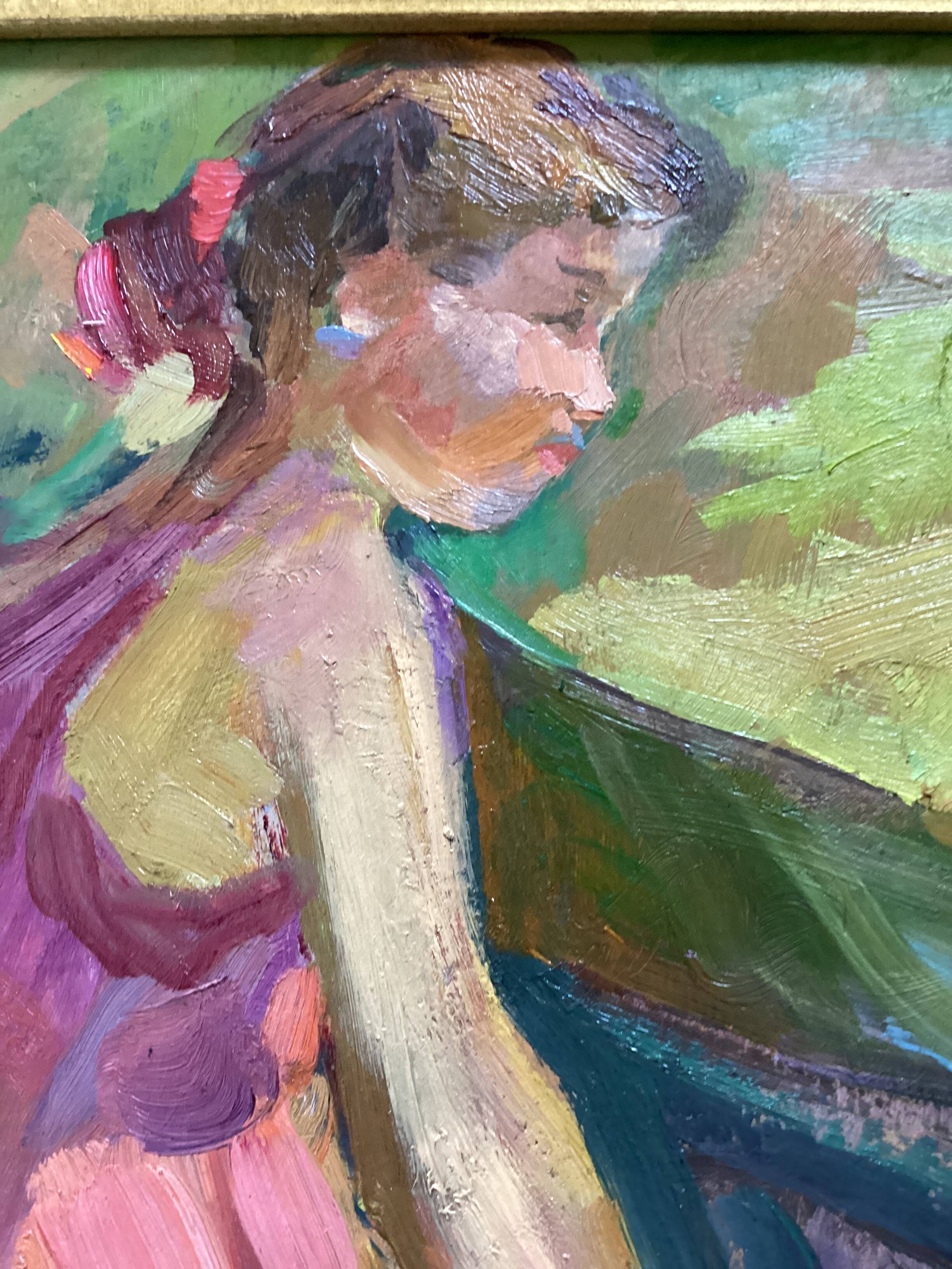 Oil painting on cardboard signed dimensions: height -49cm-width -59 cm-