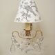 Pair of grapevine wall lamps with lampshades in Toile de Jouy