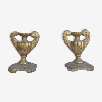 Pair of candlesticks or pike church candle late eighteenth century wooden
