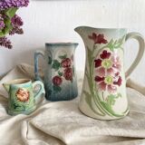 Art Nouveau slip pitcher with roses