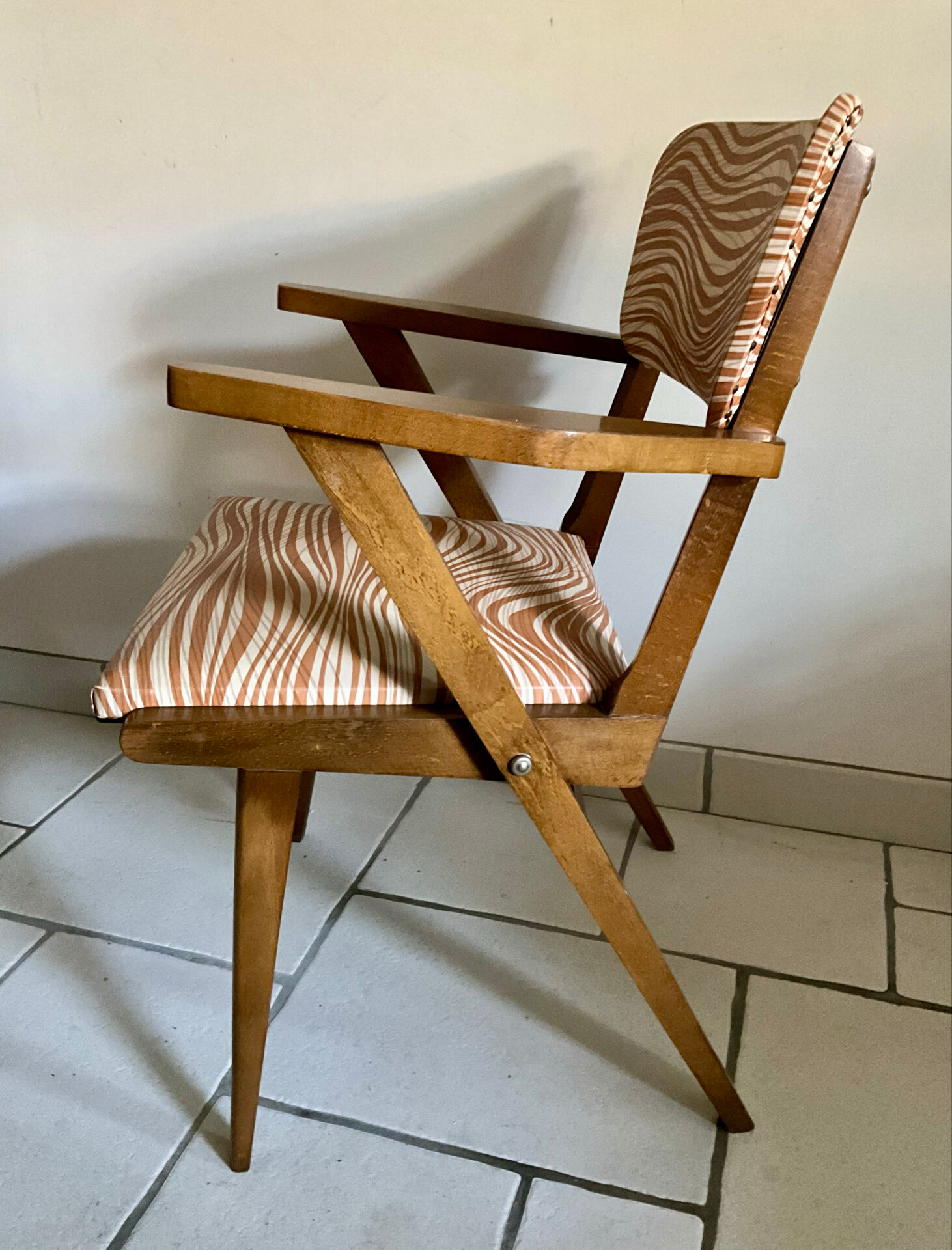 Pair of vintage armchairs in solid wood, 1960s