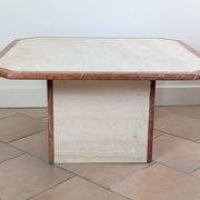 Travertine and marble coffee table