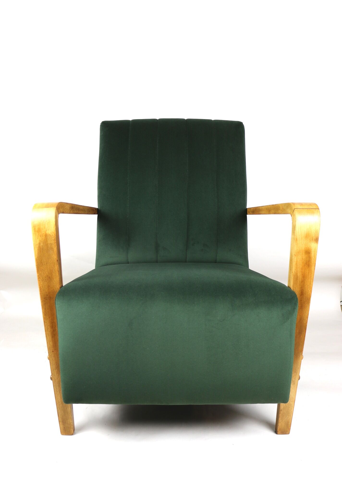 Fauteuil en velours olive, années 1970