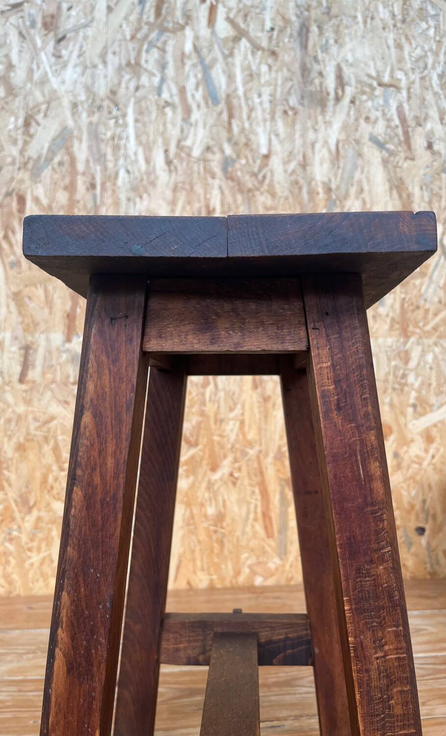 Vintage wooden farm stool