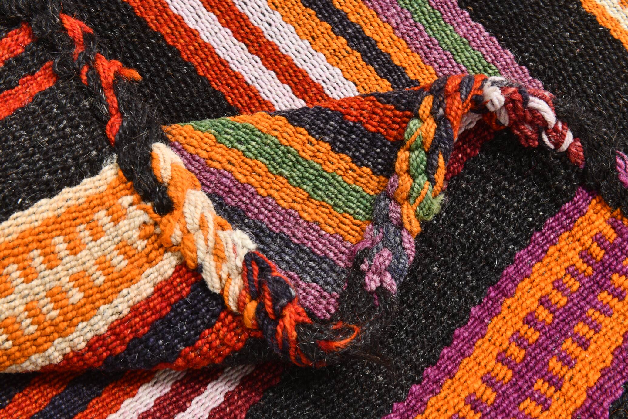 3x10 Striped Pattern Turkish Kilim Runner Rug, 100x299Cm