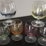 6 anciens verres à liqueur colorés vintage