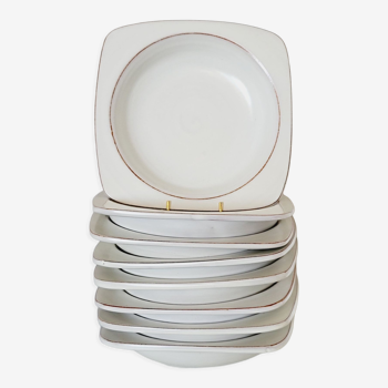 Olivier Roy Vallauris - serving 8 hollow ceramic soup plates 1972