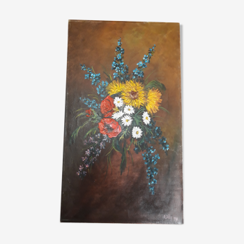 Tableau vintage bouquet de fleurs de champs