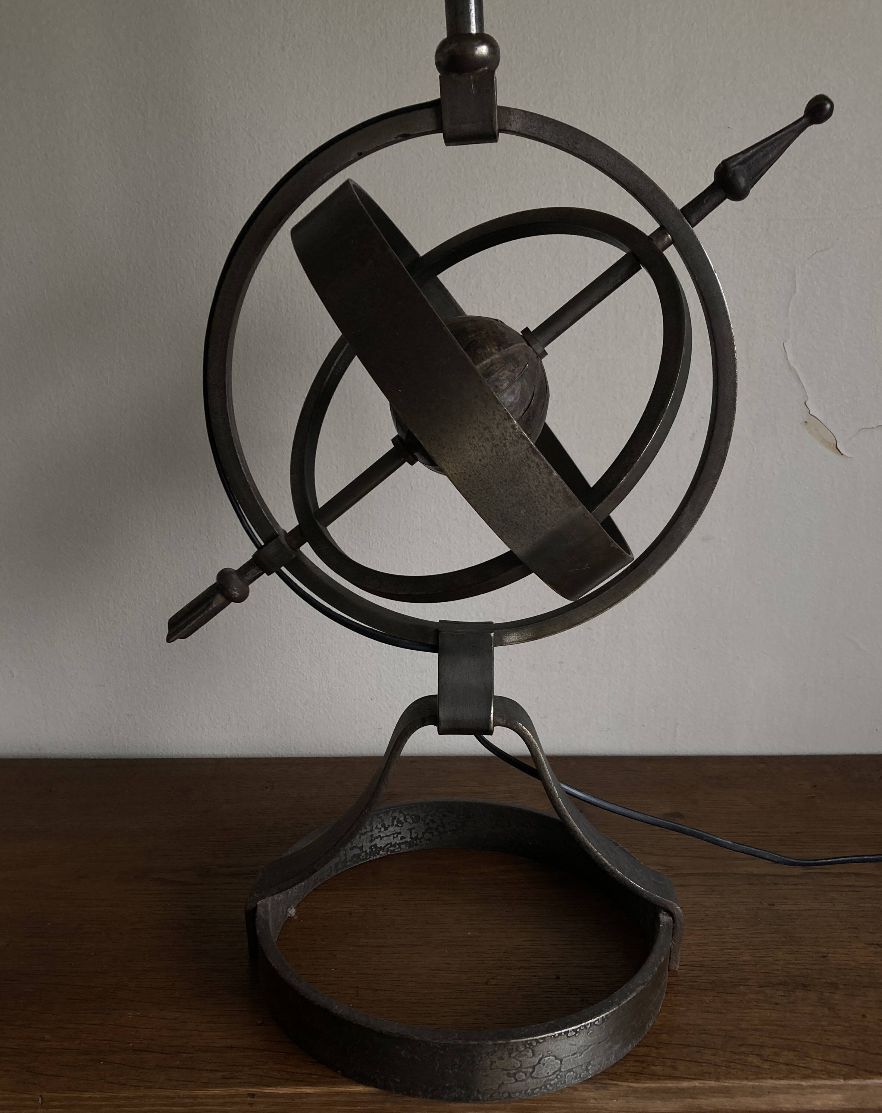 XXXL lamp 1960 neo-classical brutalist Astrolabe in iron by JP Ryckaert