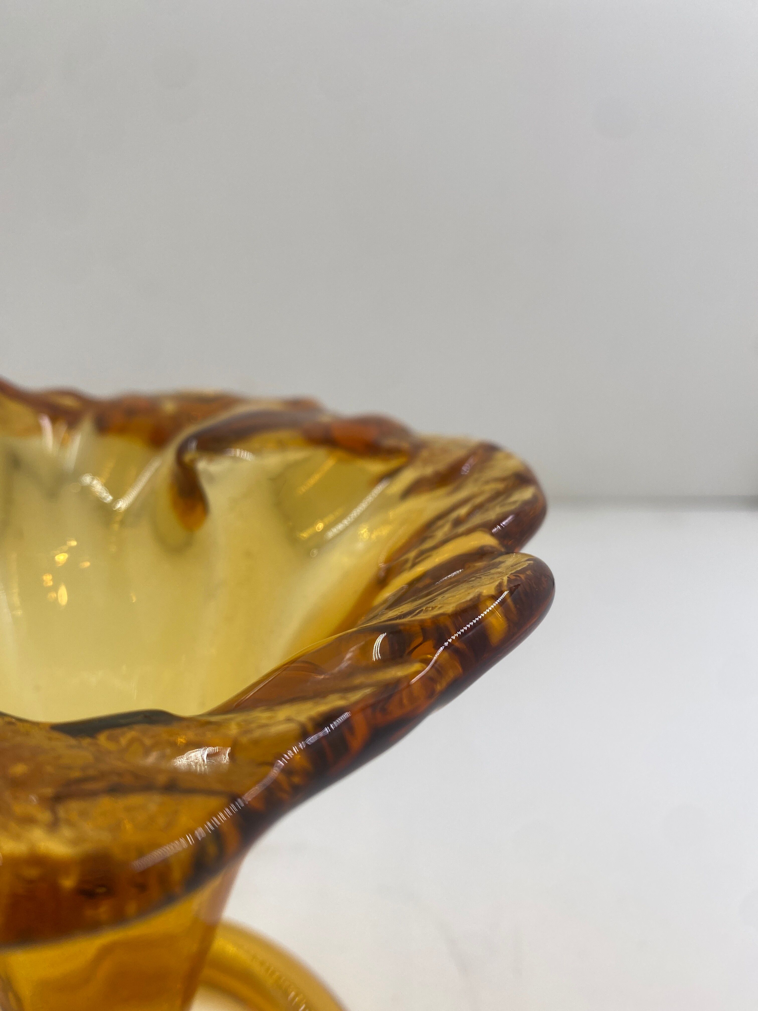 Amber-colored blown glass soliflore