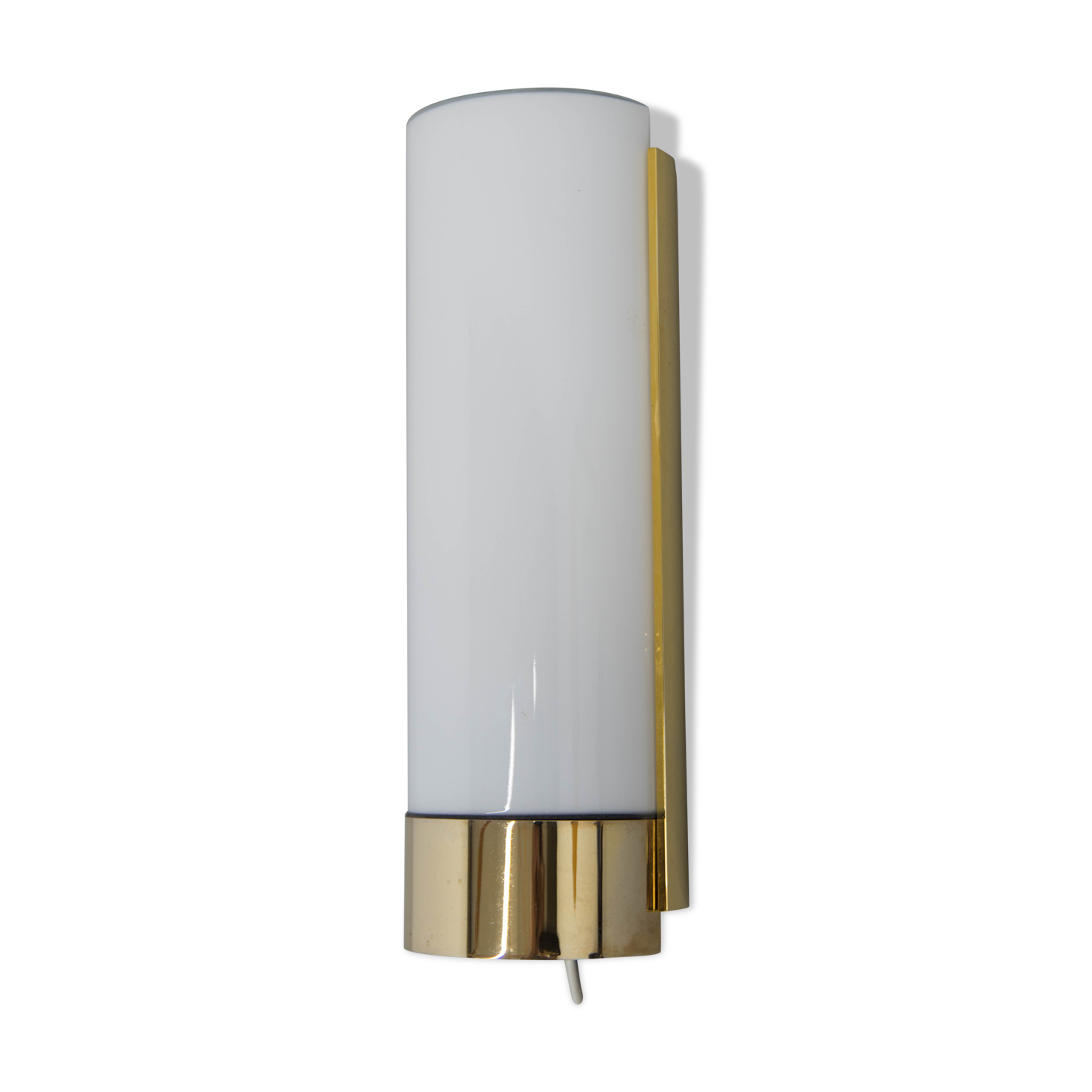 Brass and opaline glass wall lamp, glashutte limburg, 1970s