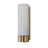 Brass and opaline glass wall lamp, glashutte limburg, 1970s