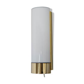 Brass and opaline glass wall lamp, glashutte limburg, 1970s