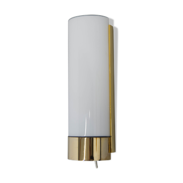 Brass and opaline glass wall lamp, glashutte limburg, 1970s