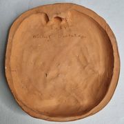 Bas-relief mural in terracotta, profile of a man, signed, 21 x 20 cm, 1984.