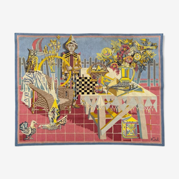 French tapestry by Aubusson with Art Deco design