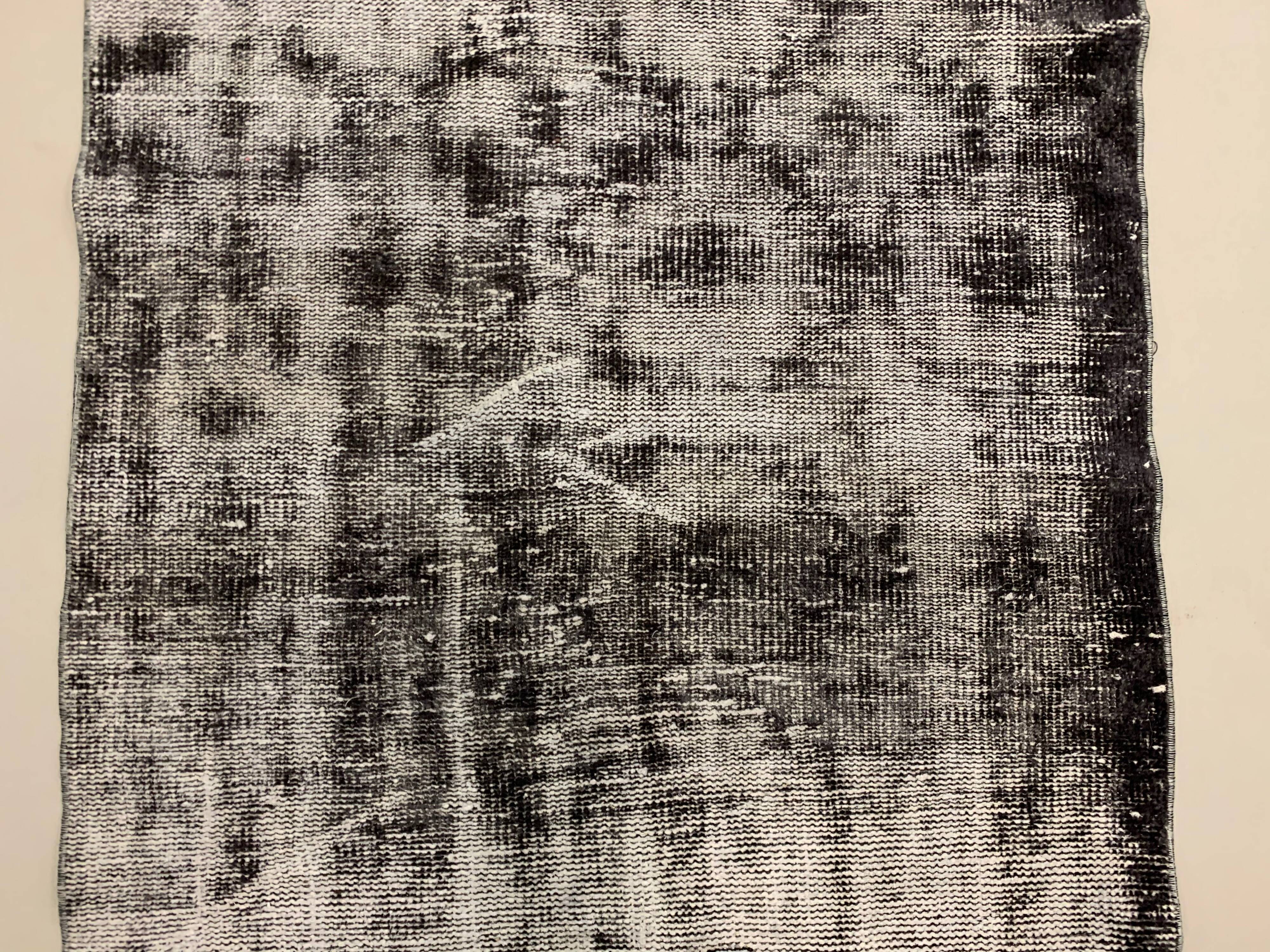Distressed Turkish Runner 280x98 cm wool Vintage rug, Overdyed Black