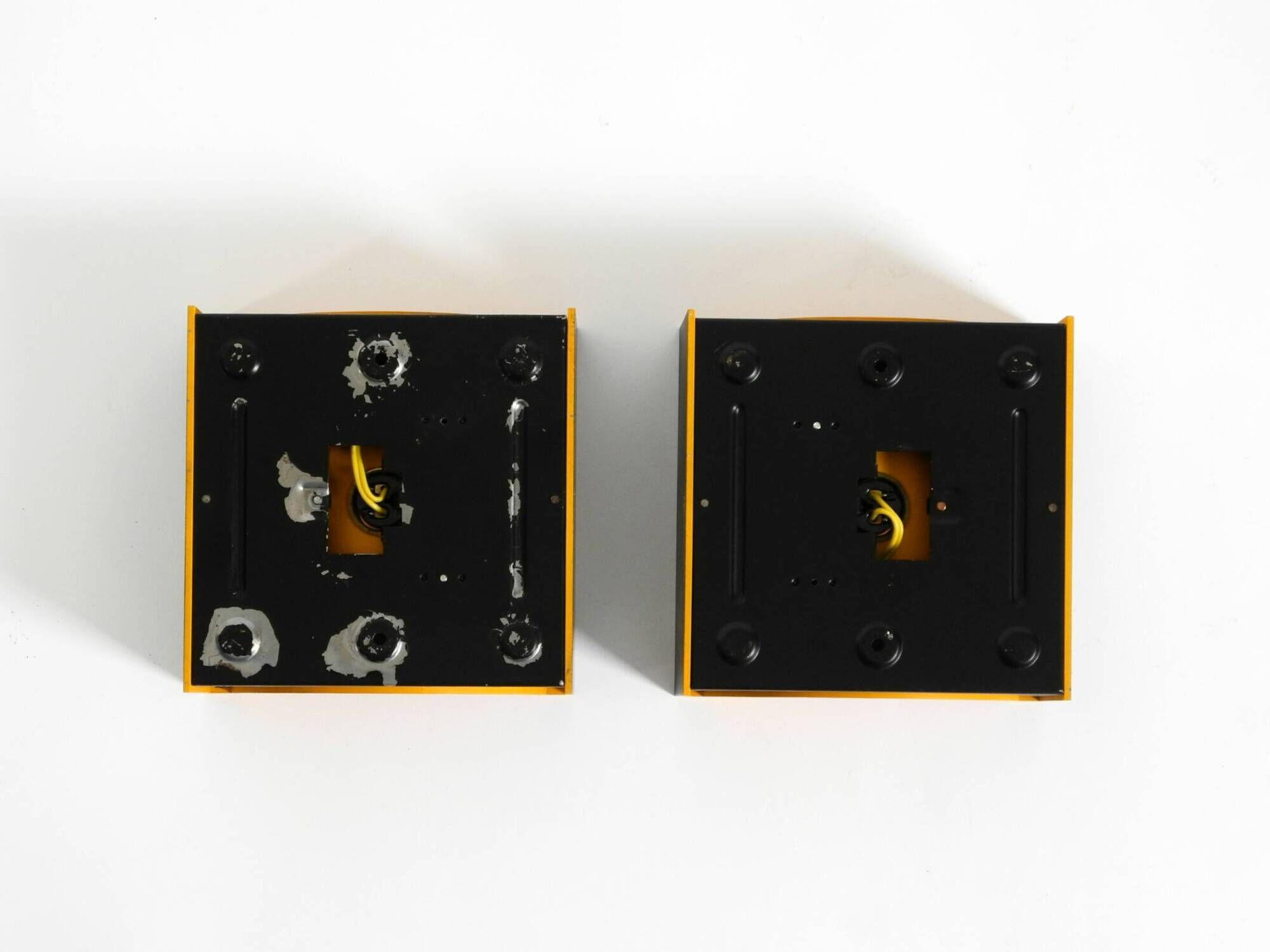 Pair of 60s Space Age metal wall lamps by Klaus Hempel for Kaiser Leuchten