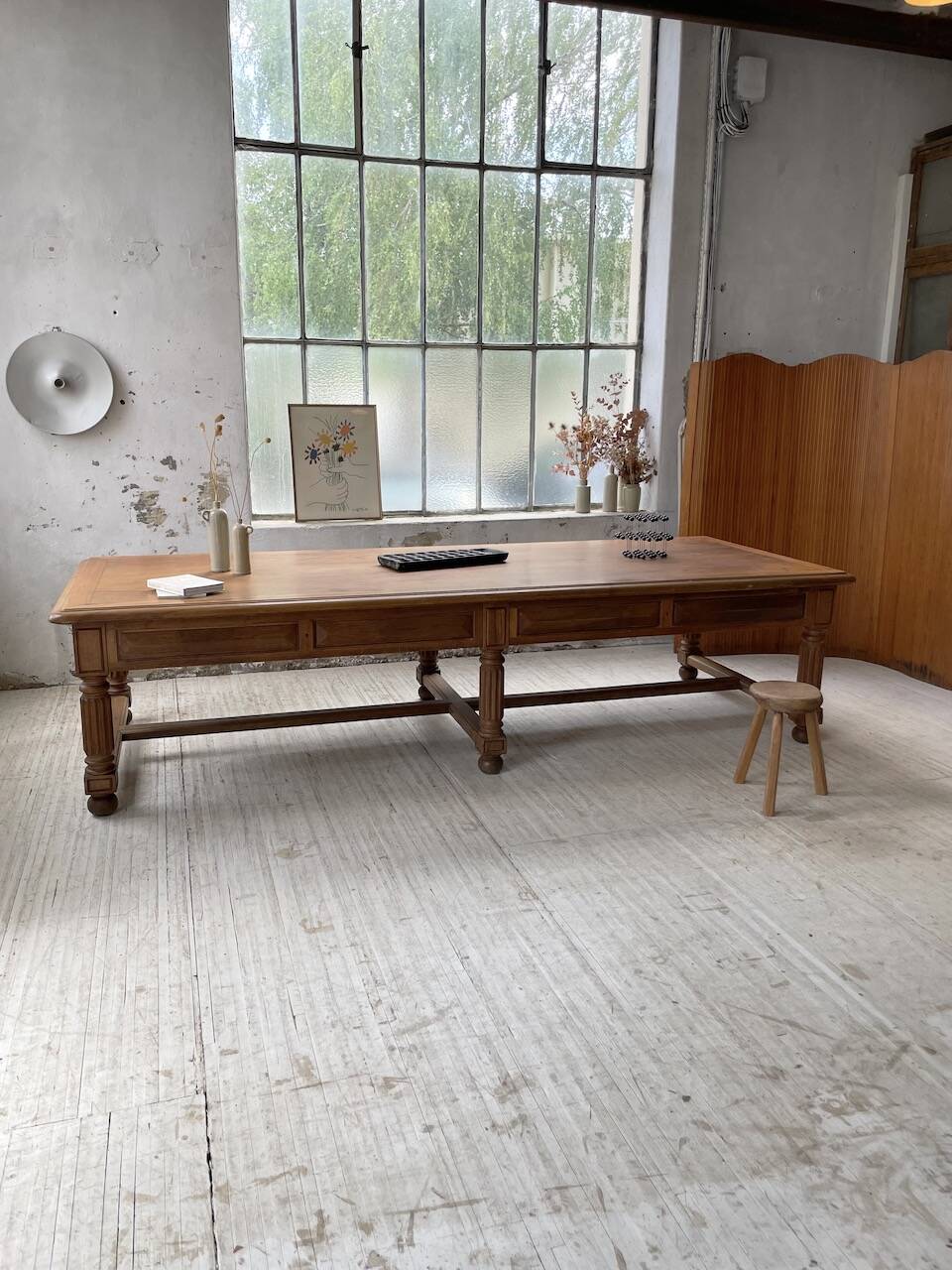 Solid walnut farmhouse castle table 1900 XXL