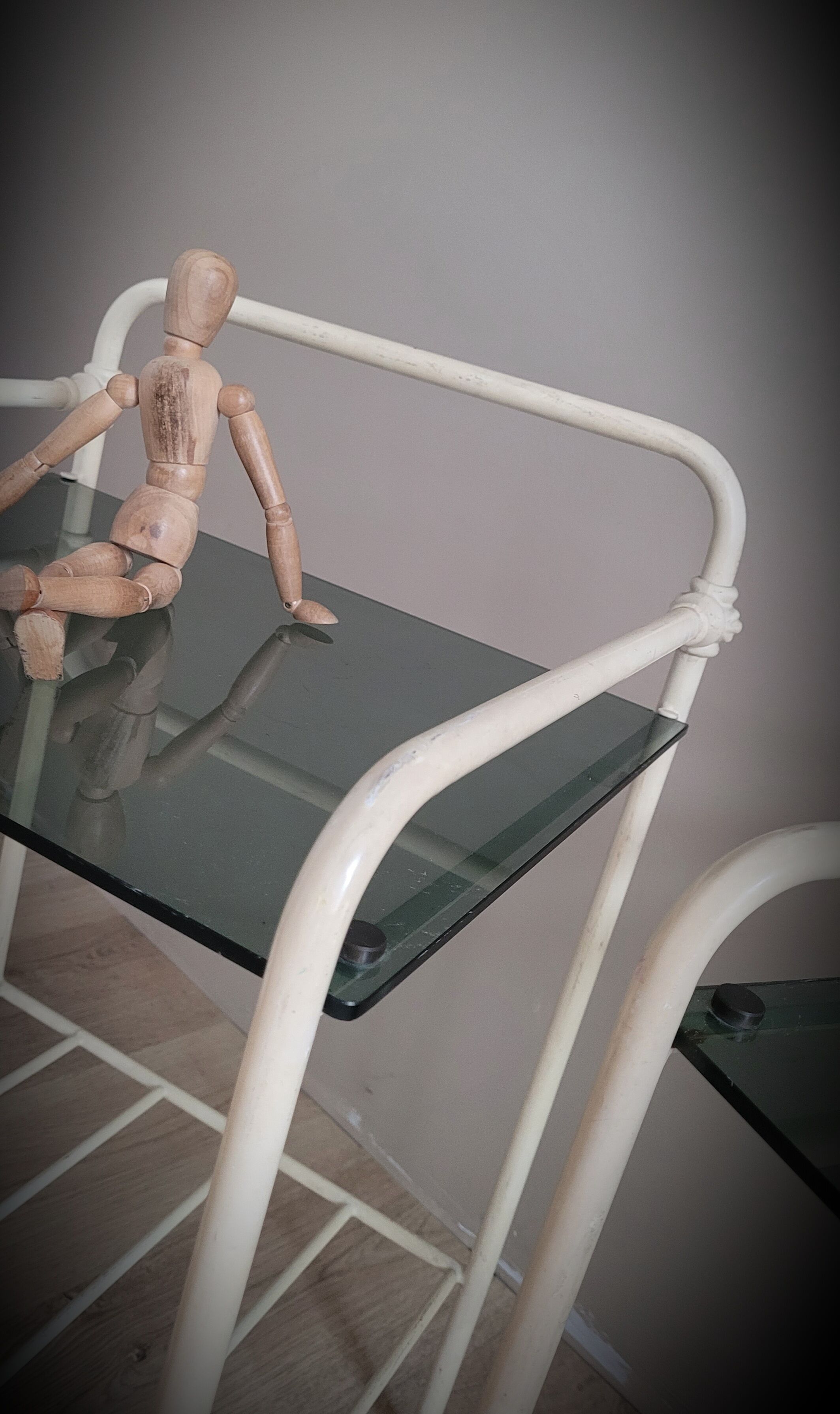 Bedside table metal glass 60s