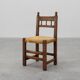 19th Century Spanish Hand-Carved oak Side Chair with Velour Seat