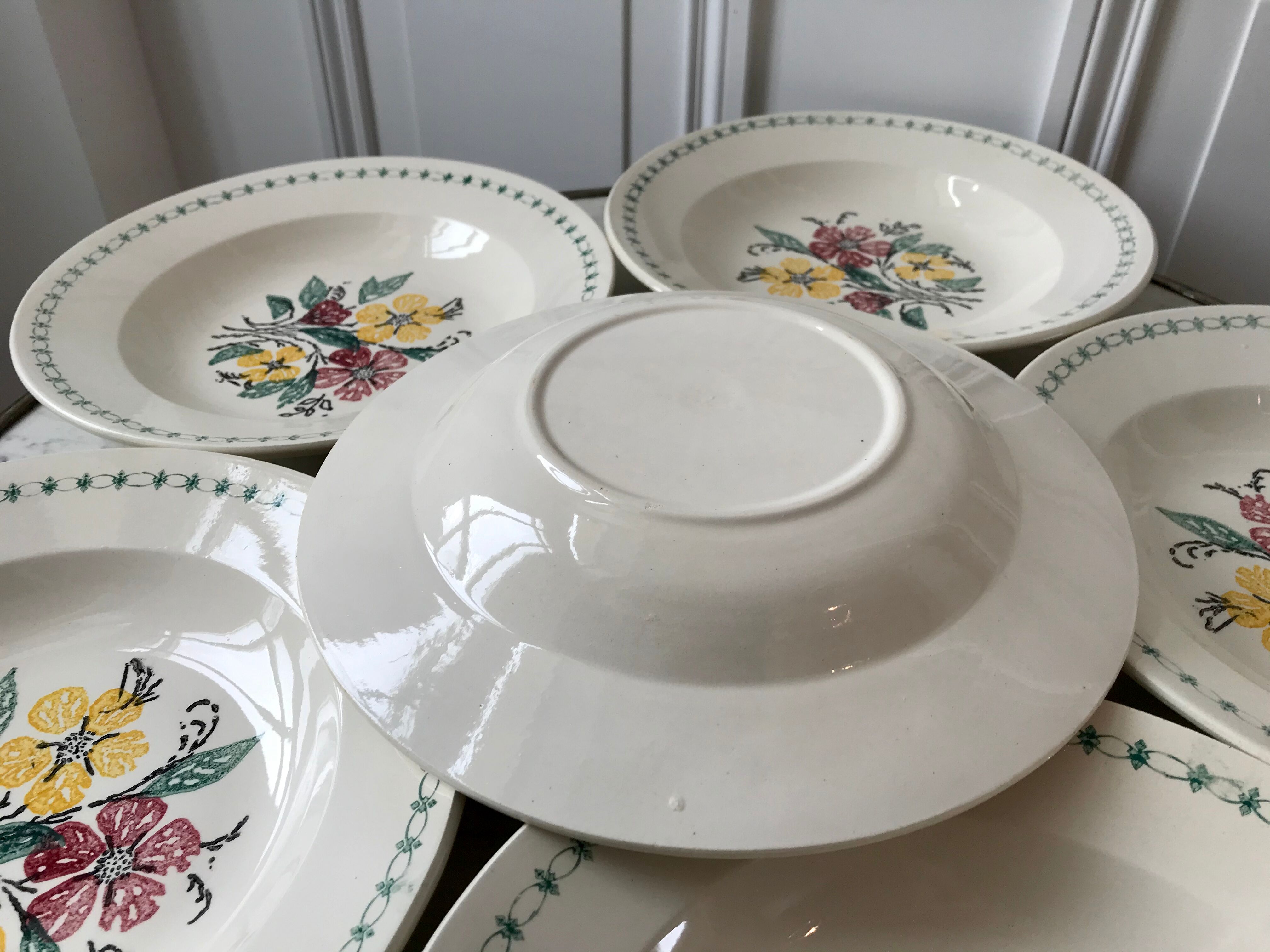 Lot de 6 assiettes creuses Digoin Sarreguemines années 40