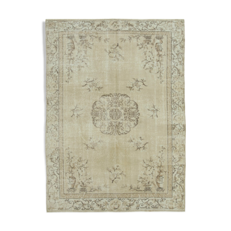 Handwoven antique anatolian beige carpet 207 cm x 276 cm - 36573