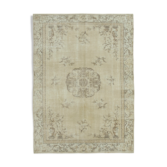 Tapis beige anatolien antique tissé à la main 207 cm x 276 cm - 36573