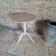 Side table, patinated pedestal table with natural pigments