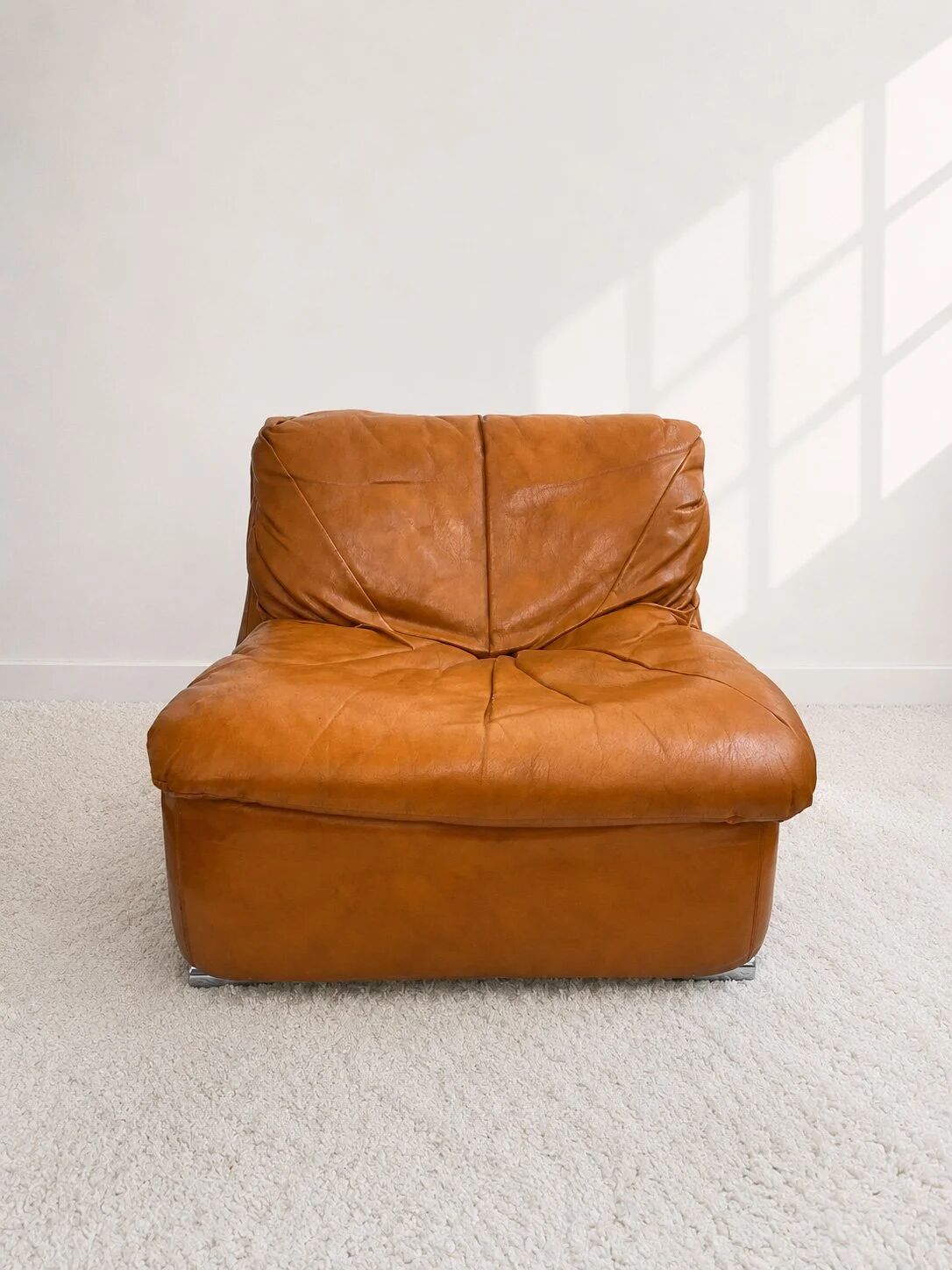 Modular armchair in cognac colour, France, 1970s.