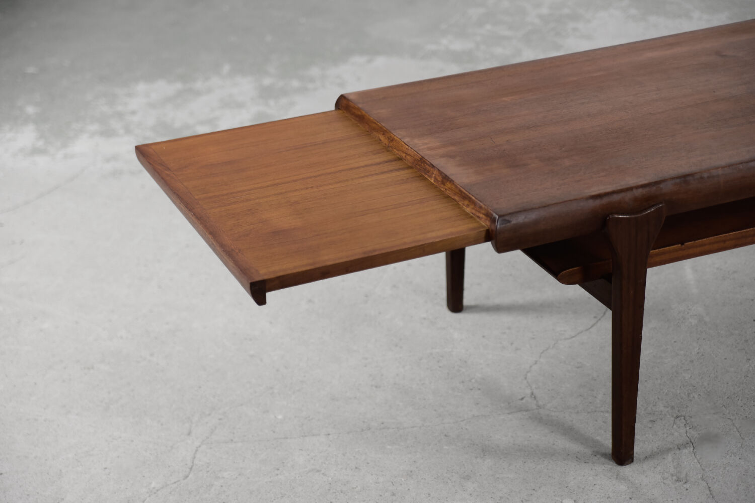 Danish extendable teak coffee table with drawer, 1960s