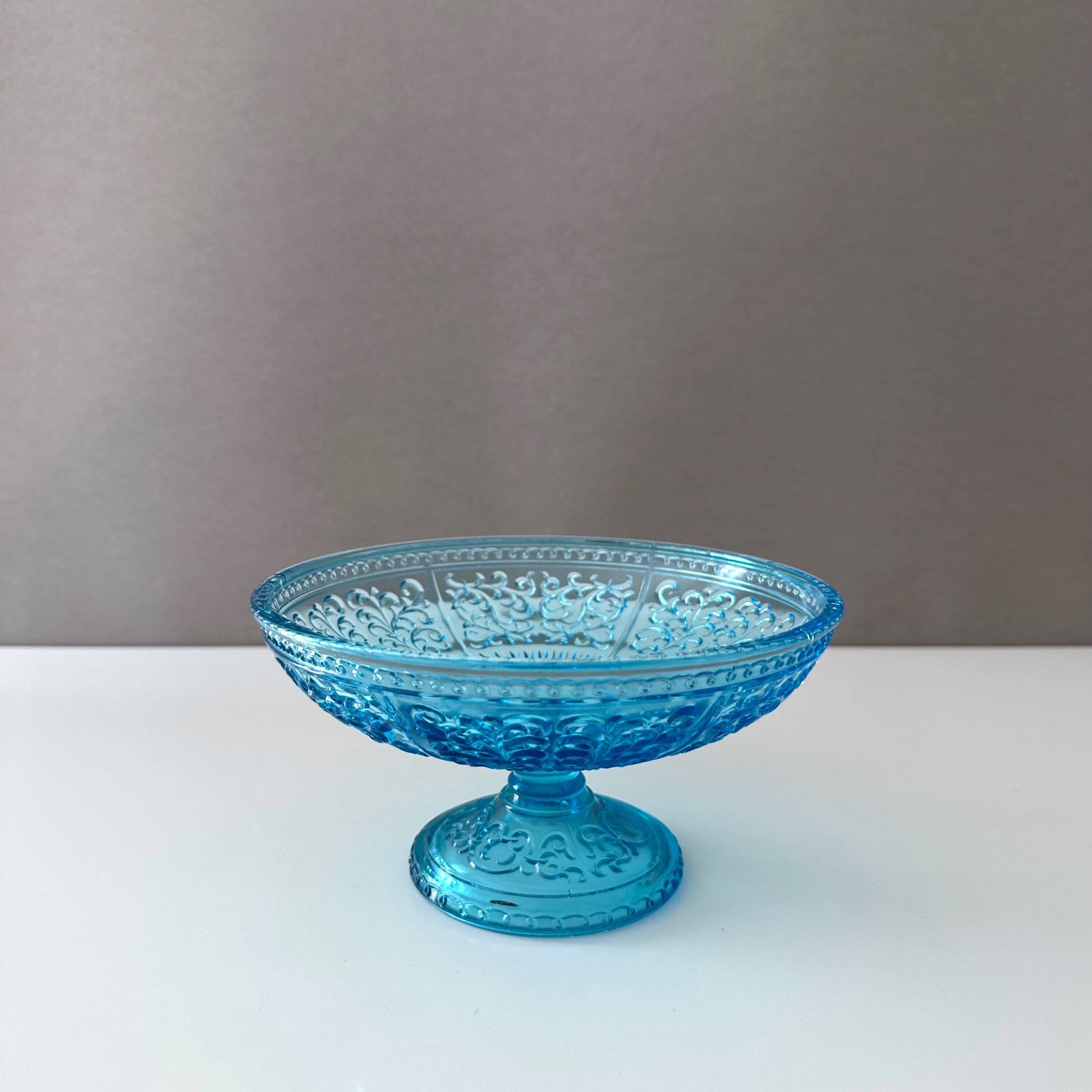 Antique glass bowl, pressed glass turquoise, 19th century