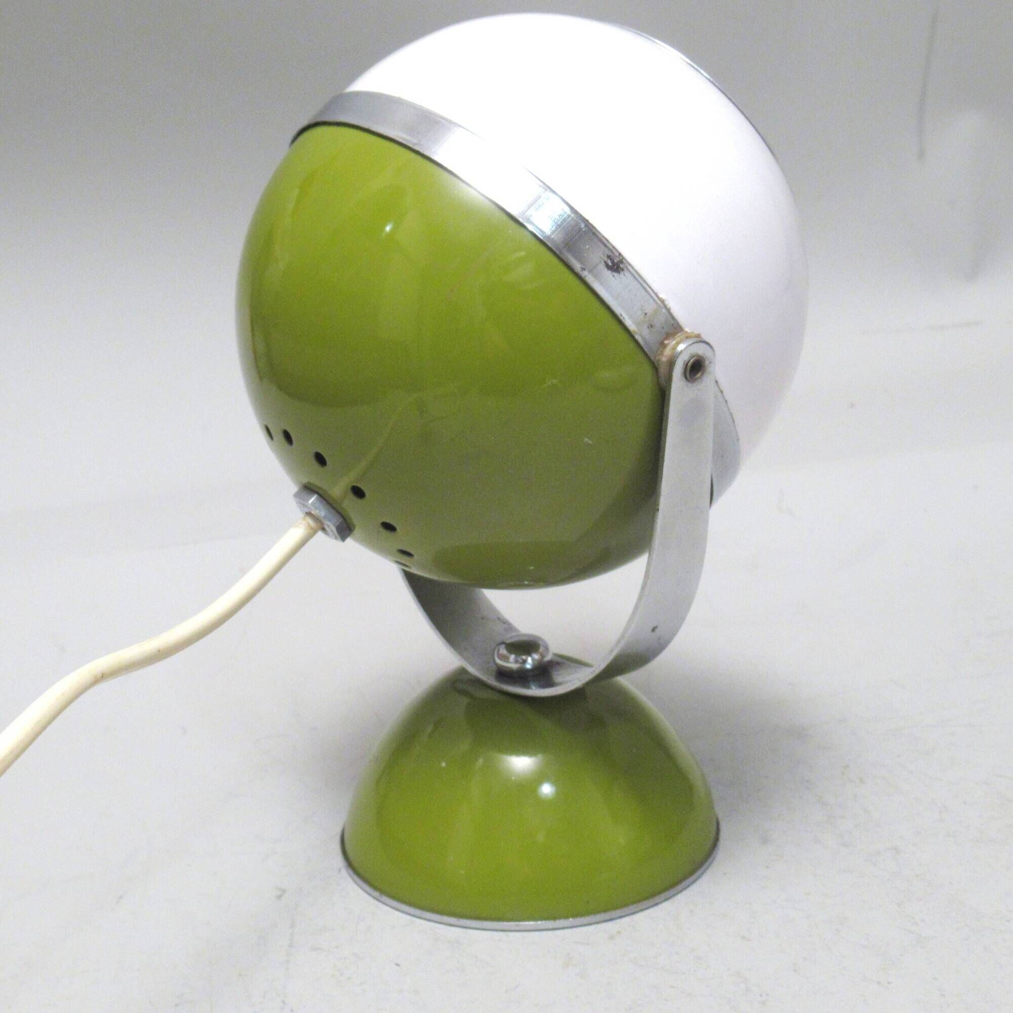 Lampe boule italienne blanc et kaki années 70