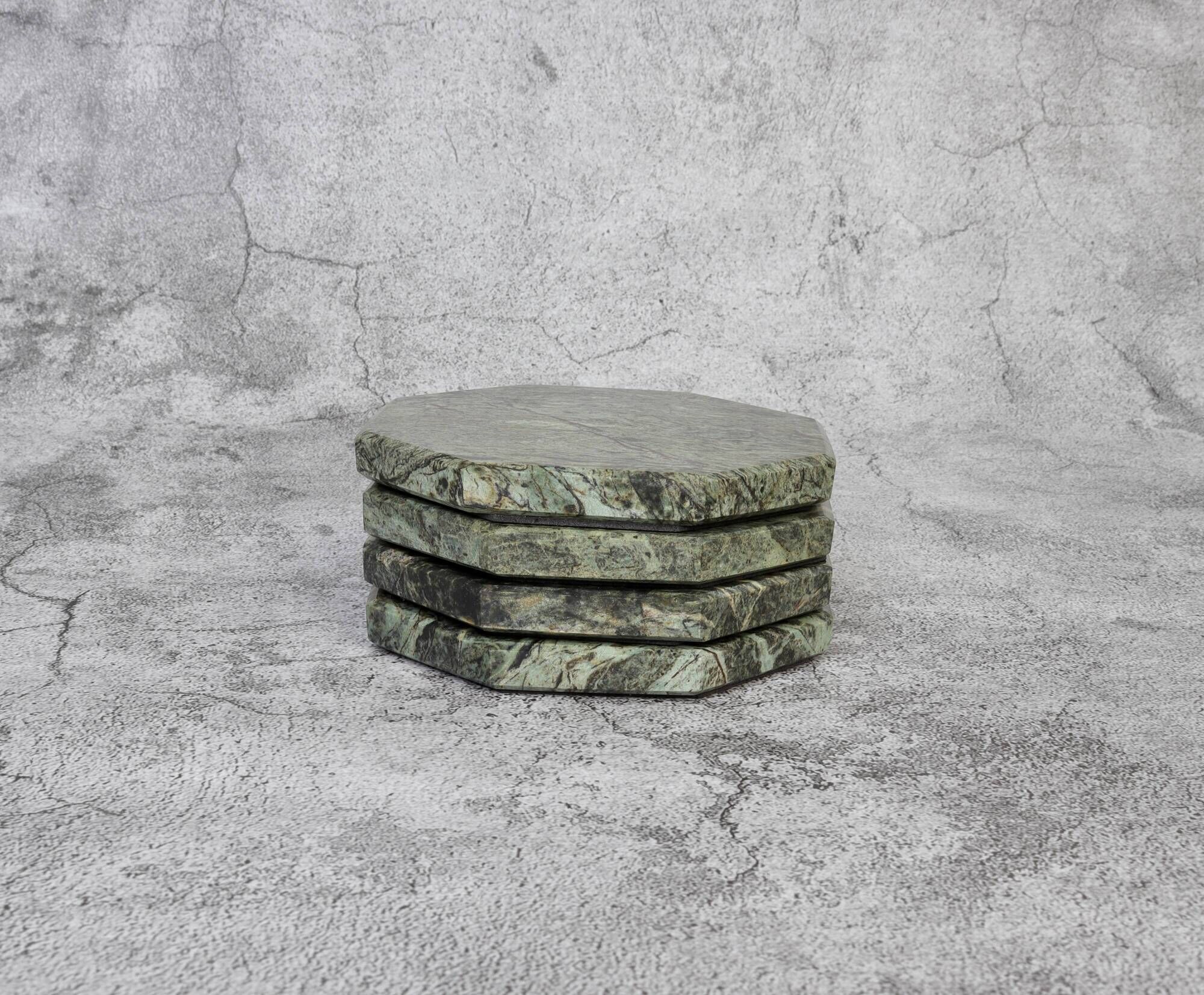 Angelo – Indian Green Octagonal Natural Marble Coasters - set of 4