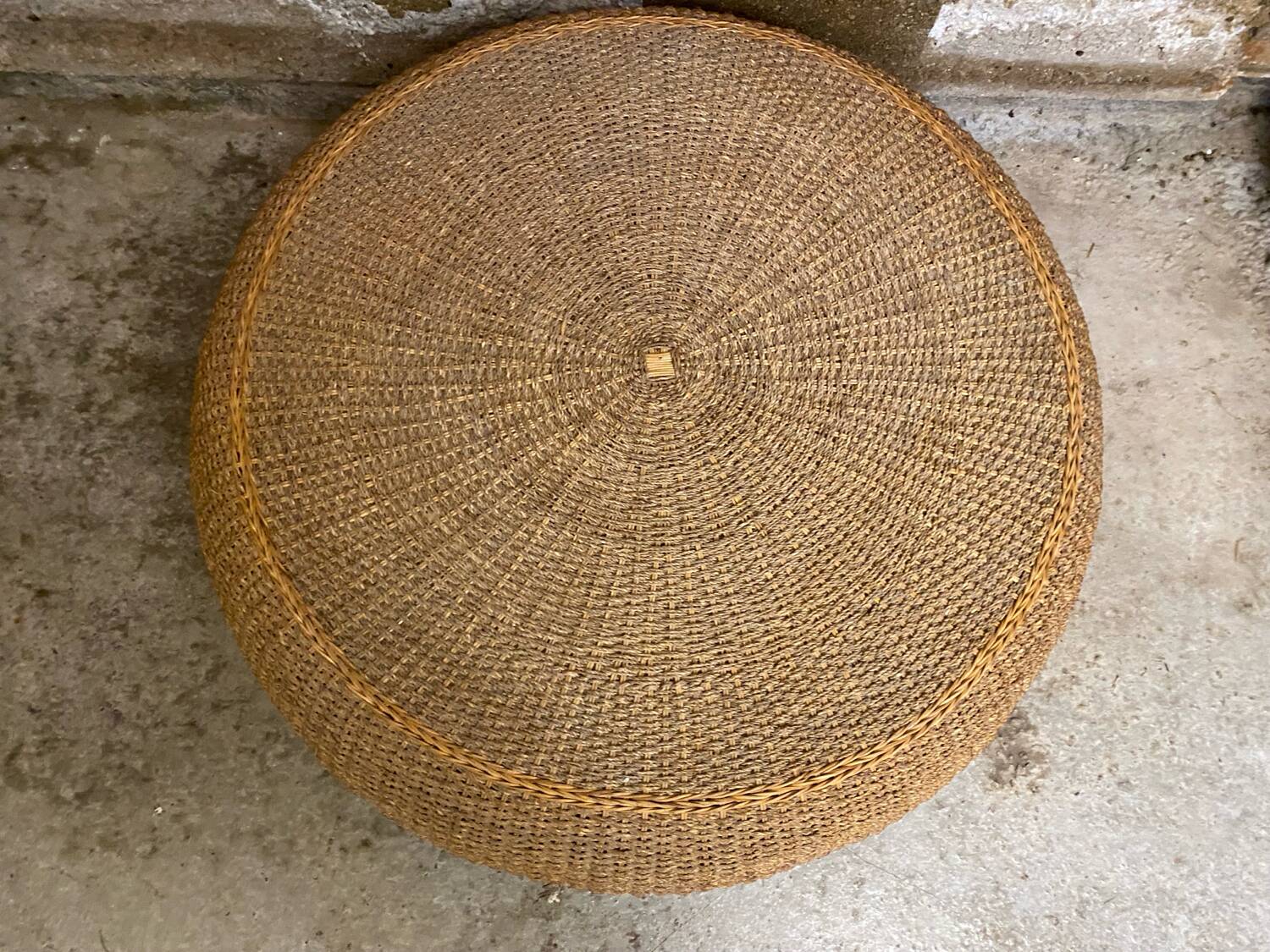 Vintage 1970s braided rope coffee table