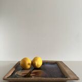 Square trinket dish in glazed ceramic, signed by F. Baudet, France 1970