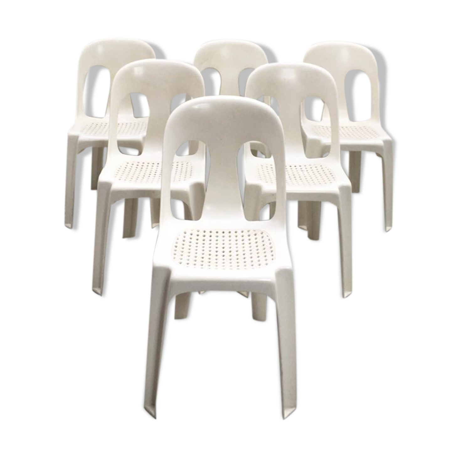 6 plastic "Monobloc" chairs by Henry Massonnet for Stamp.
