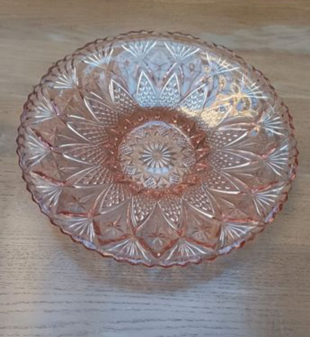 Art Deco carved pink plate