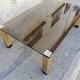 Vintage coffee table smoked glass and golden feet